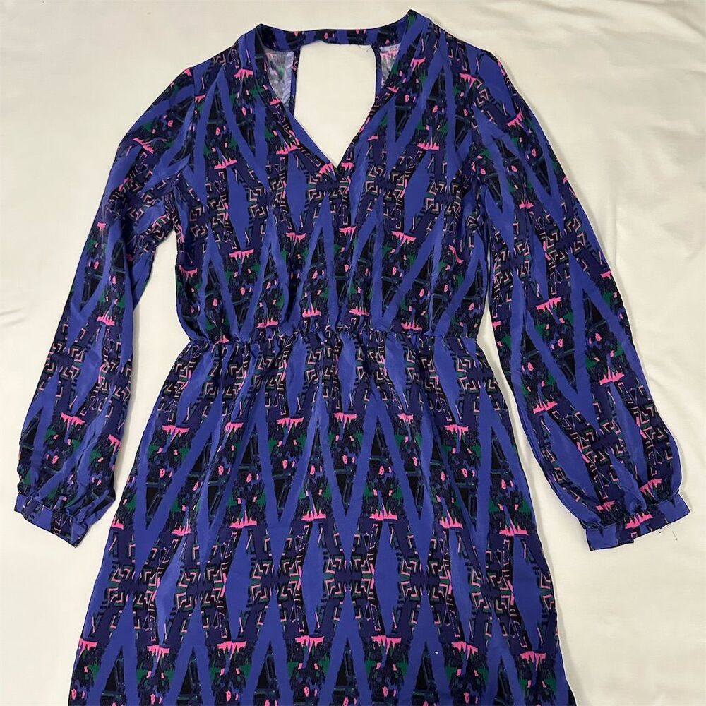 Amanda Uprichard Women's S Purple V-Neck Long Sleeve Dress Casual - Picture 2 of 8